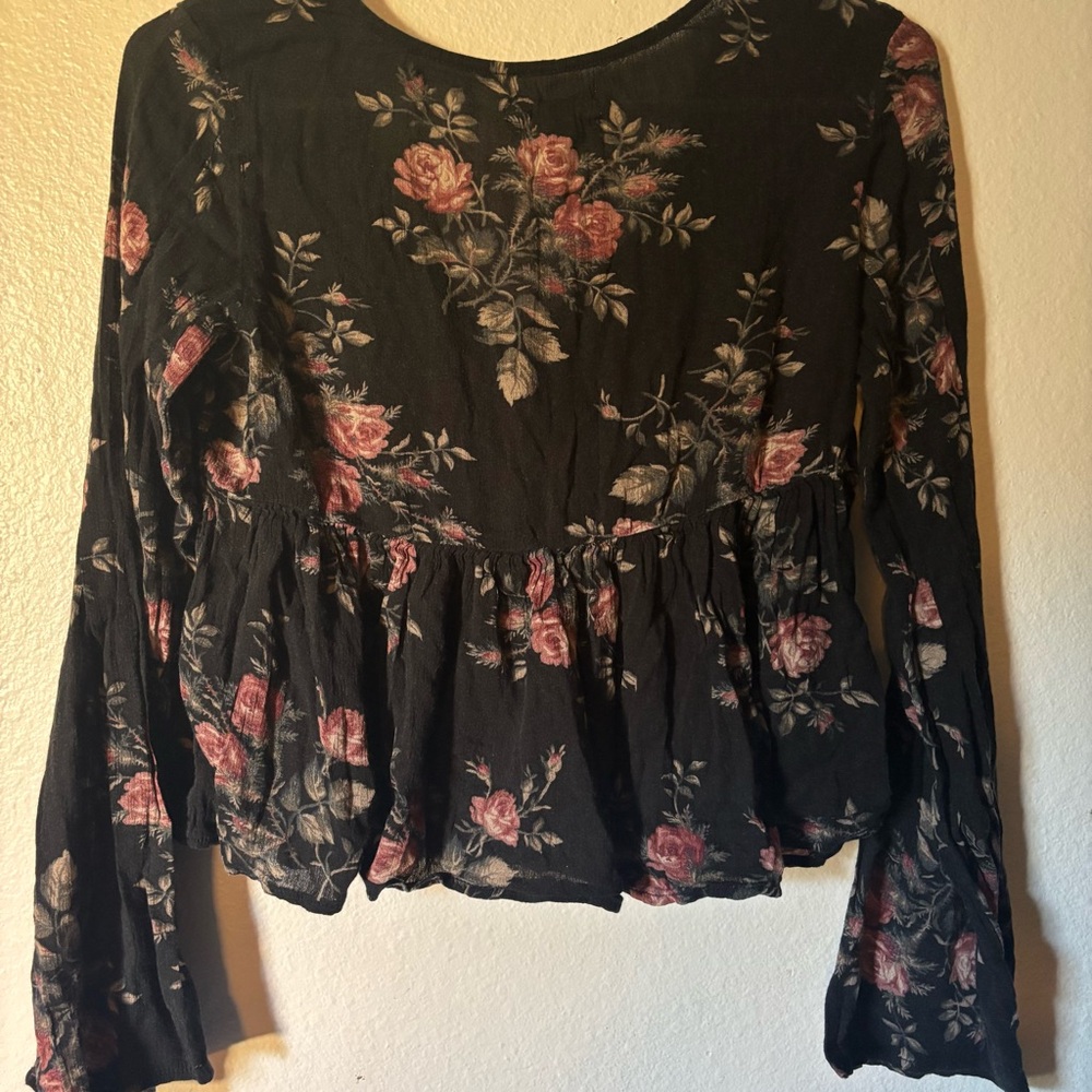 Denim & Supply Ralph Lauren Black Floral Blouse - Picture 3 of 3